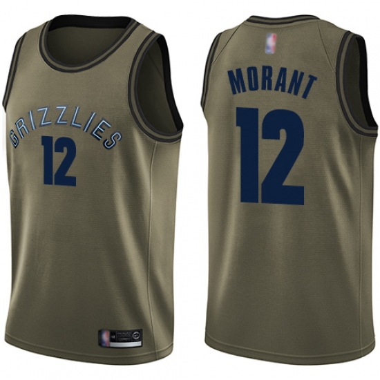 Nike Memphis Grizzlies 12 Ja Morant Green Basketball Swingman Salute to Service Jersey