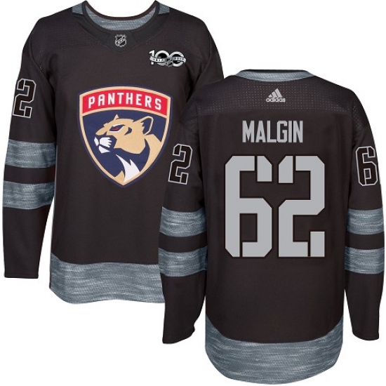 Men's Adidas Florida Panthers 62 Denis Malgin Premier Black 1917-2017 100th Anniversary NHL Jersey