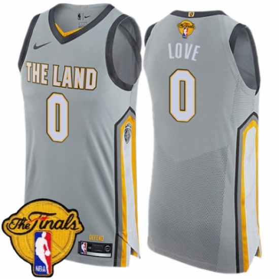 Men's Nike Cleveland Cavaliers 0 Kevin Love Authentic Gray 2018 NBA Finals Bound NBA Jersey - City Edition