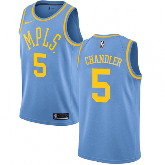 Women's Nike Los Angeles Lakers 5 Tyson Chandler Swingman Blue Hardwood Classics NBA Jersey