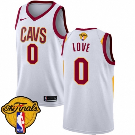 Men's Nike Cleveland Cavaliers 0 Kevin Love Authentic White 2018 NBA Finals Bound NBA Jersey - Association Edition