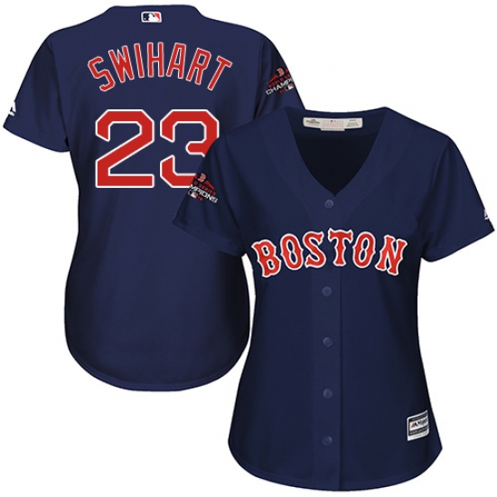 Women's Majestic Boston Red Sox 23 Blake Swihart Authentic Navy Blue Alternate Road 2018 World Series Champions MLB Jersey