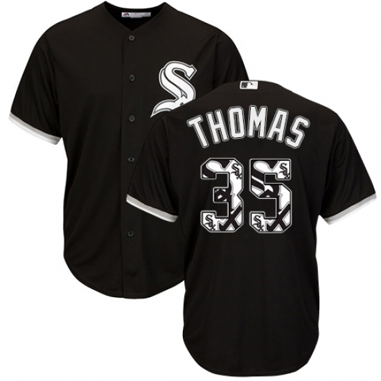 Men's Majestic Chicago White Sox 35 Frank Thomas Authentic Black Team Logo Fashion Cool Base MLB Jersey