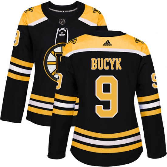 Women's Adidas Boston Bruins 9 Johnny Bucyk Premier Black Home NHL Jersey