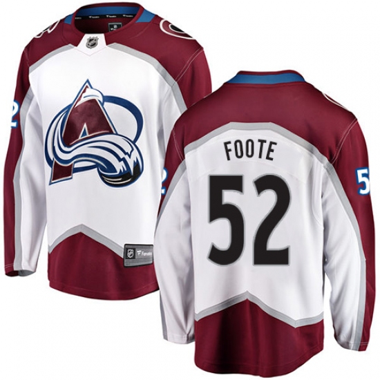 Youth Colorado Avalanche 52 Adam Foote Fanatics Branded White Away Breakaway NHL Jersey