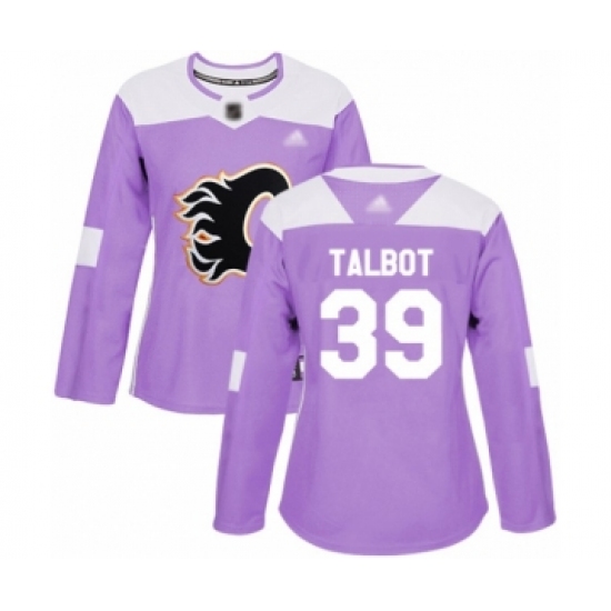 Women's Calgary Flames 39 Cam Talbot Authentic Purple Fights Cancer Practice Hockey Jersey