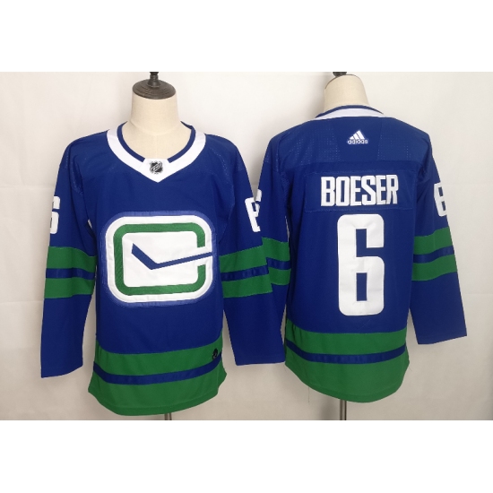 Men's Vancouver Canucks 6 Brock Boeser Blue adidas 2019/20 Alternate Authentic Jersey