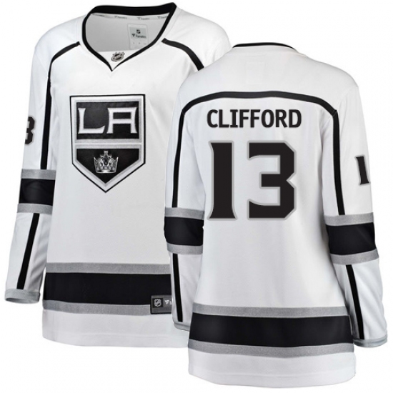 Women's Los Angeles Kings 13 Kyle Clifford Authentic White Away Fanatics Branded Breakaway NHL Jersey