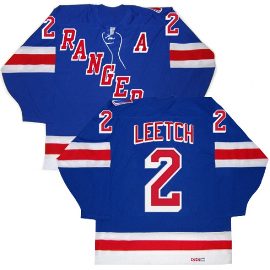 Men's CCM New York Rangers 2 Brian Leetch Authentic Royal Blue New Throwback NHL Jersey