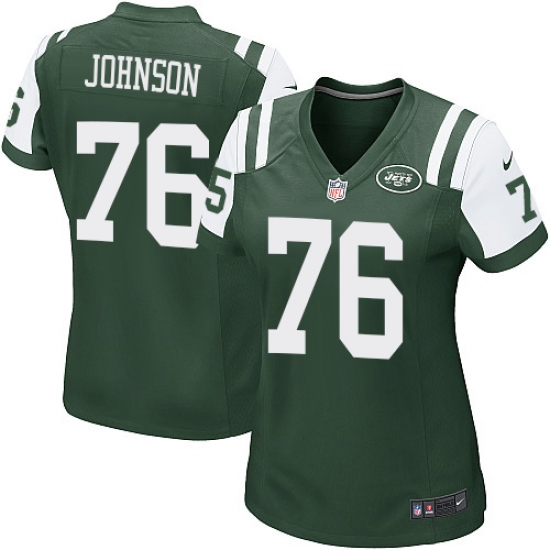Women's Nike New York Jets 76 Wesley Johnson Game Green Team Color NFL Jersey