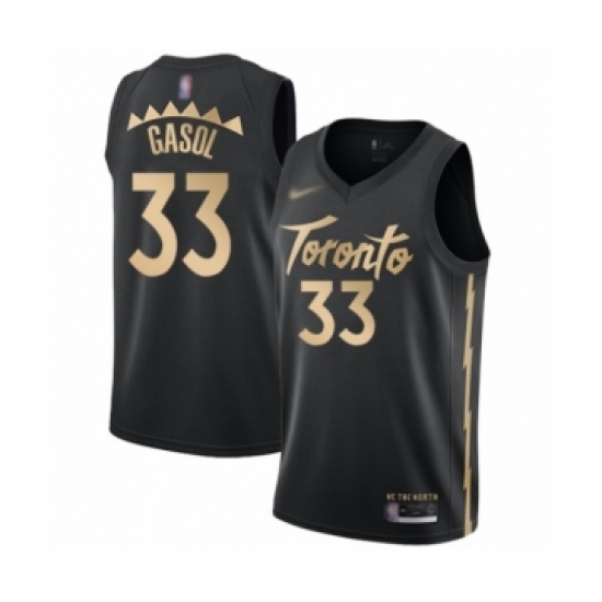 Youth Toronto Raptors 33 Marc Gasol Swingman Black Basketball Jersey - 2019 20 City Edition