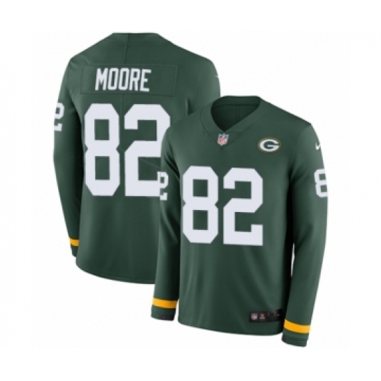 Men's Nike Green Bay Packers 82 J'Mon Moore Limited Green Therma Long Sleeve NFL Jersey