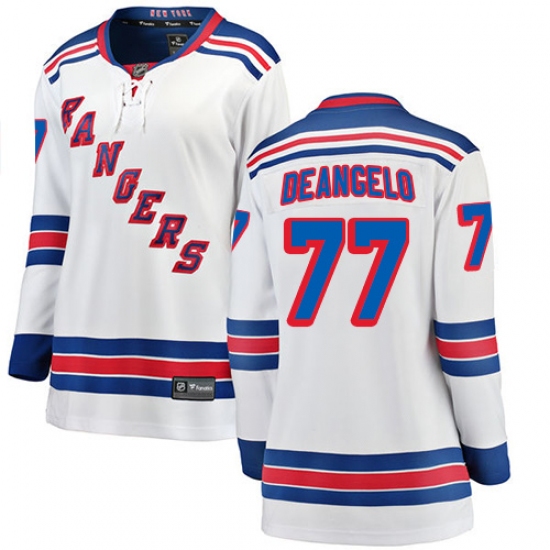 Women's New York Rangers 77 Anthony DeAngelo Fanatics Branded White Away Breakaway NHL Jersey