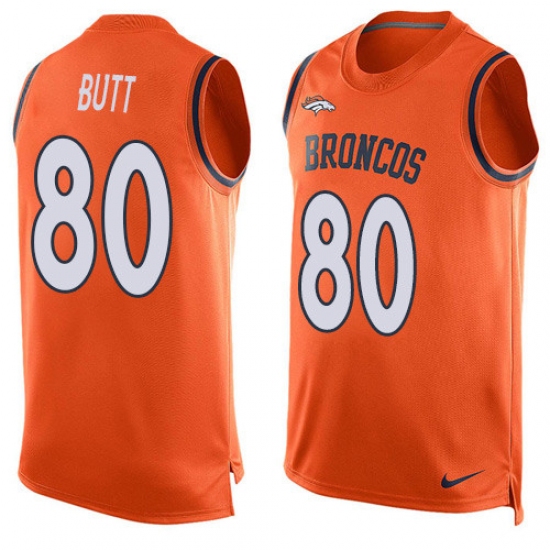 Men's Nike Denver Broncos 80 Jake Butt Limited Orange Player Name & Number Tank Top NFL Jersey