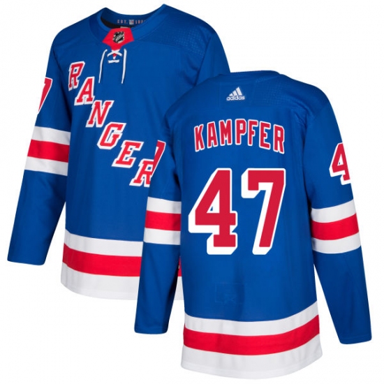 Men's Adidas New York Rangers 47 Steven Kampfer Premier Royal Blue Home NHL Jersey