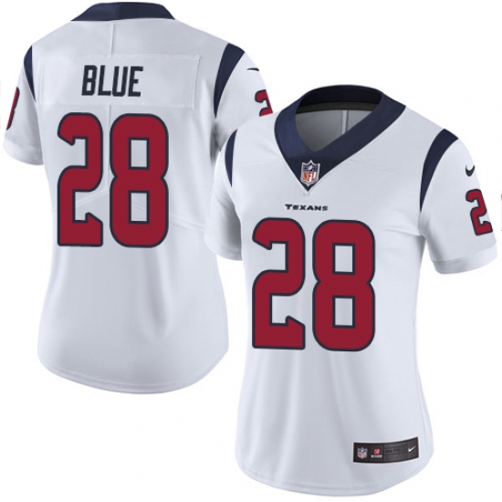 Women's Nike Houston Texans 28 Alfred Blue Elite White NFL Jersey