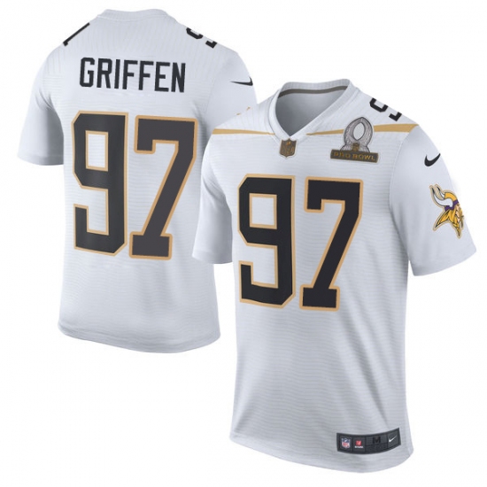 Men's Nike Minnesota Vikings 97 Everson Griffen Elite White Team Rice 2016 Pro Bowl NFL Jersey