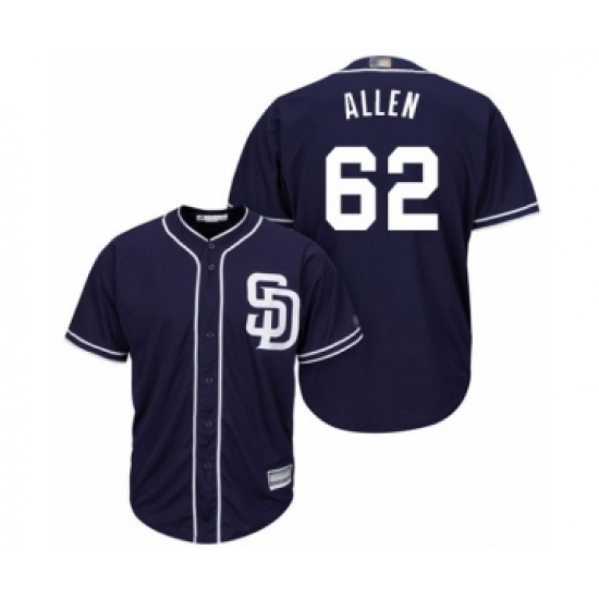 Youth San Diego Padres 62 Austin Allen Authentic Navy Blue Alternate 1 Cool Base Baseball Player Jersey