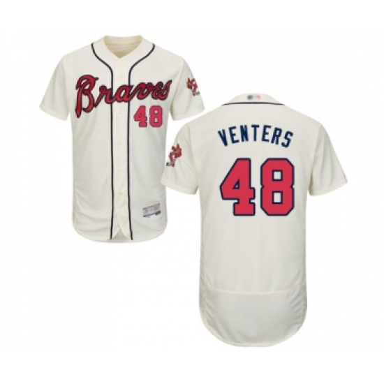 Men's Atlanta Braves 48 Jonny Venters Cream Alternate Flex Base Authentic Collection Baseball Jersey