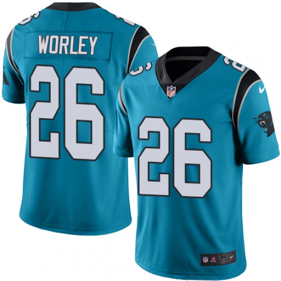 Men's Nike Carolina Panthers 26 Daryl Worley Blue Alternate Vapor Untouchable Limited Player NFL Jersey