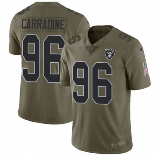 Men's Nike Oakland Raiders 96 Cornellius Carradine Limited Olive 2017 Salute to Service NFL Jersey