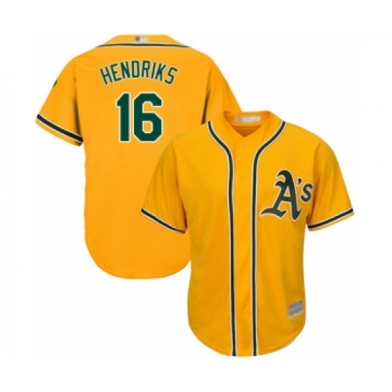 Youth Oakland Athletics 16 Liam Hendriks Authentic Gold Alternate 2 Cool Base Baseball Jersey