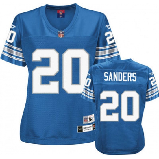 Reebok Detroit Lions 20 Barry Sanders Blue Women's Throwback Team Color Premier EQT Throwback NFL Jersey