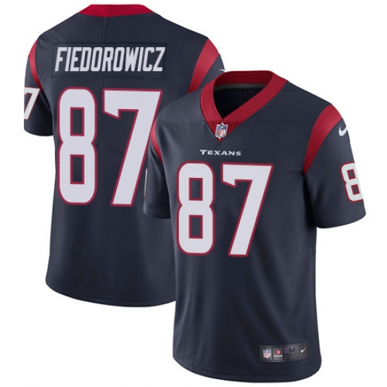 Youth Nike Houston Texans 87 C.J. Fiedorowicz Limited Navy Blue Team Color Vapor Untouchable NFL Jersey