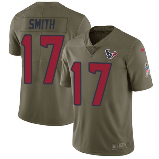 Men's Nike Houston Texans 17 Vyncint Smith Limited Olive 2017 Salute to Service NFL Jersey