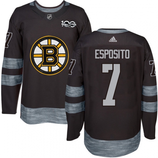 Men's Adidas Boston Bruins 7 Phil Esposito Authentic Black 1917-2017 100th Anniversary NHL Jersey