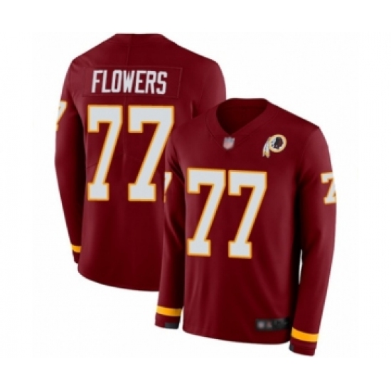 Youth Washington Redskins 77 Ereck Flowers Limited Burgundy Therma Long Sleeve Football Jersey