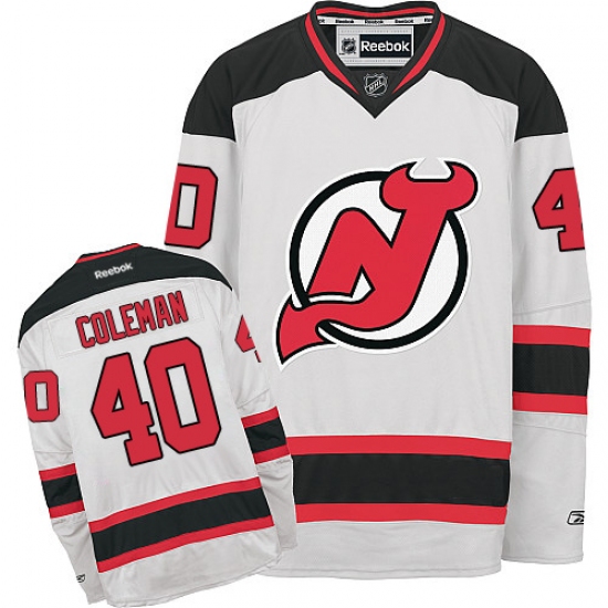 Women's Reebok New Jersey Devils 40 Blake Coleman Authentic White Away NHL Jersey