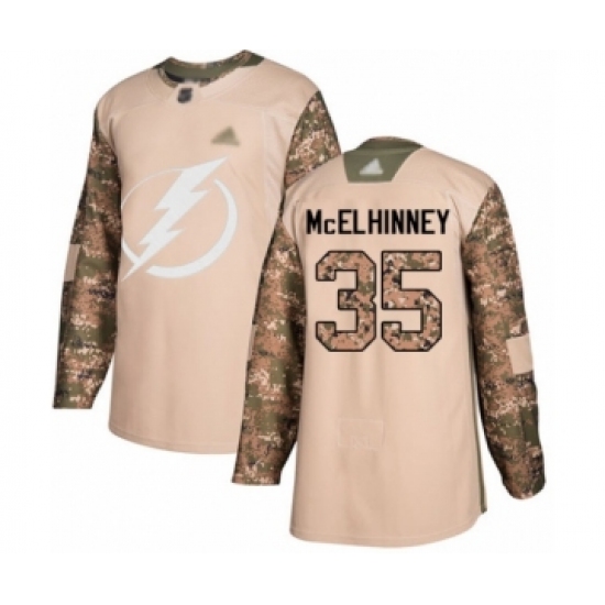 Men's Tampa Bay Lightning 35 Curtis McElhinney Authentic Camo Veterans Day Practice Hockey Jersey