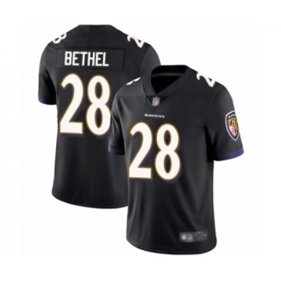 Men's Baltimore Ravens 28 Justin Bethel Black Alternate Vapor Untouchable Limited Player Football Jersey