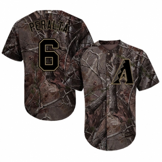 Men's Majestic Arizona Diamondbacks 6 David Peralta Authentic Camo Realtree Collection Flex Base MLB Jersey