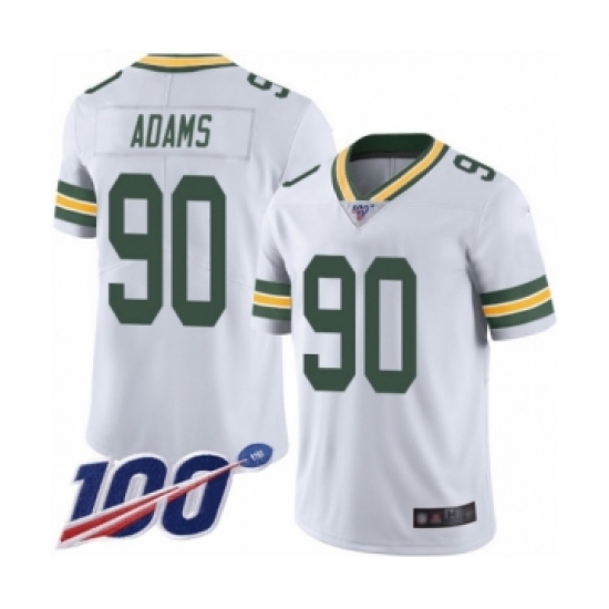Men's Green Bay Packers 90 Montravius Adams White Vapor Untouchable Limited Player 100th Season Football Jersey