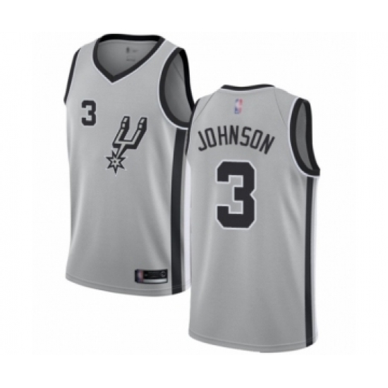 Women's San Antonio Spurs 3 Keldon Johnson Swingman Silver Basketball Jersey Statement Edition