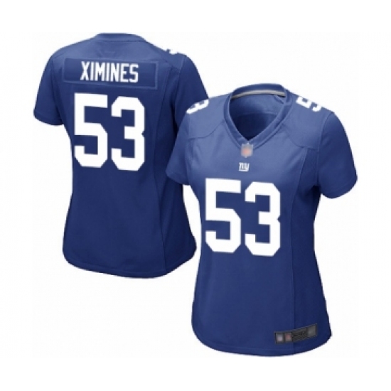 Women's New York Giants 53 Oshane Ximines Game Royal Blue Team Color Football Jersey