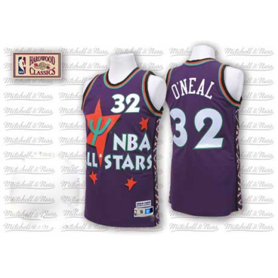 Men's Adidas Orlando Magic 32 Shaquille O'Neal Authentic Purple 1995 All Star Throwback NBA Jersey