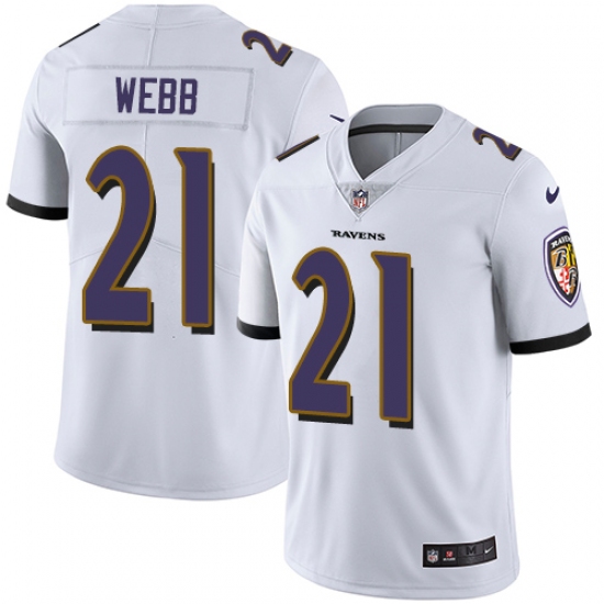 Youth Nike Baltimore Ravens 21 Lardarius Webb White Vapor Untouchable Limited Player NFL Jersey