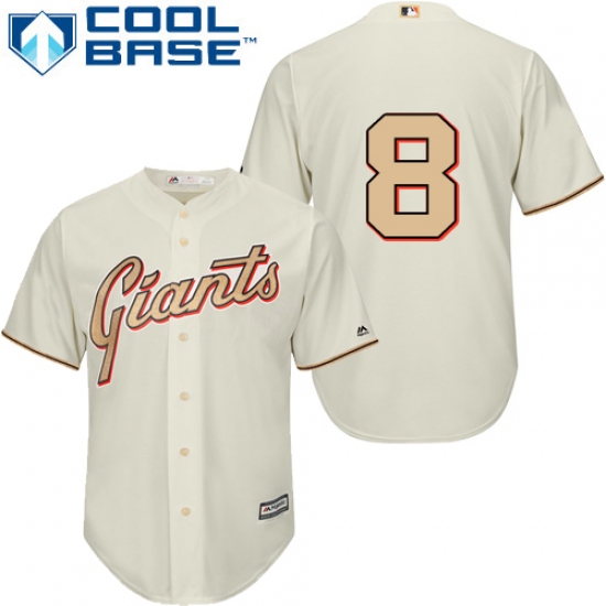 Men's Majestic San Francisco Giants 8 Hunter Pence Authentic Cream Commemorative Cool Base MLB Jersey