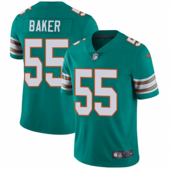 Youth Nike Miami Dolphins 55 Jerome Baker Aqua Green Alternate Vapor Untouchable Limited Player NFL Jersey