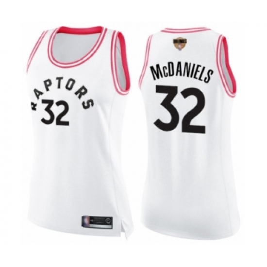 Women's Toronto Raptors 32 KJ McDaniels Swingman WhitePink Fashion 2019 Basketball Finals Bound Jersey