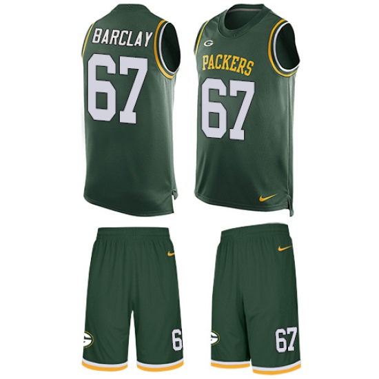Men's Nike Green Bay Packers 67 Don Barclay Limited Green Tank Top Suit NFL Jersey