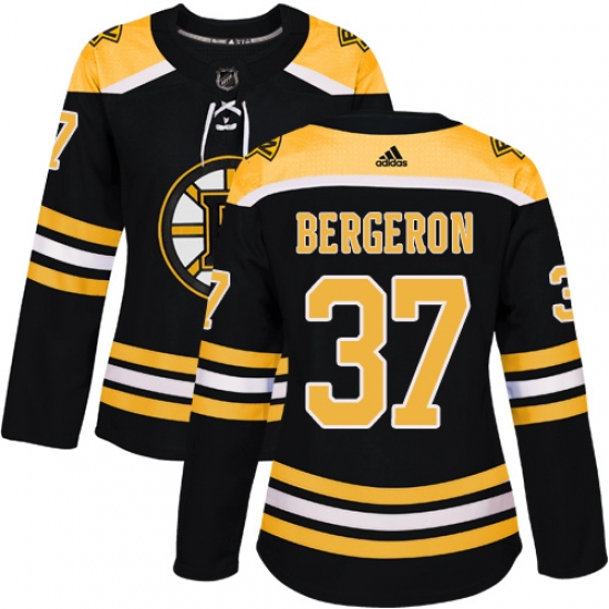 Women's Adidas Boston Bruins 37 Patrice Bergeron Premier Black Home NHL Jersey