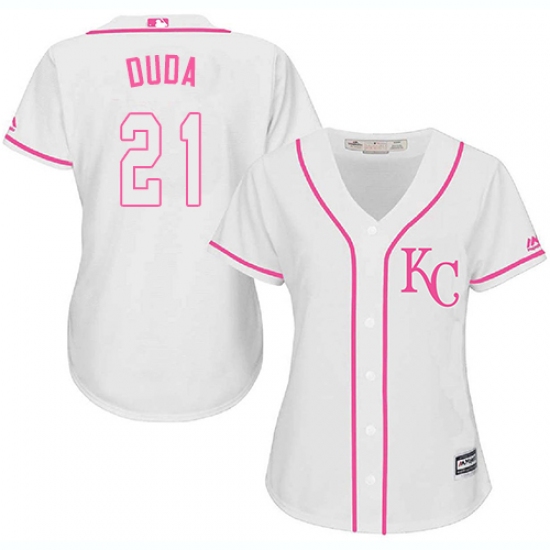 Women's Majestic Kansas City Royals 21 Lucas Duda Authentic White Fashion Cool Base MLB Jersey