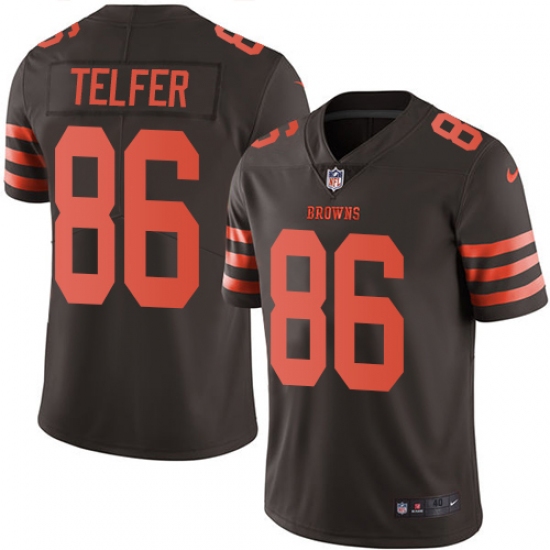 Men's Nike Cleveland Browns 86 Randall Telfer Elite Brown Rush Vapor Untouchable NFL Jersey