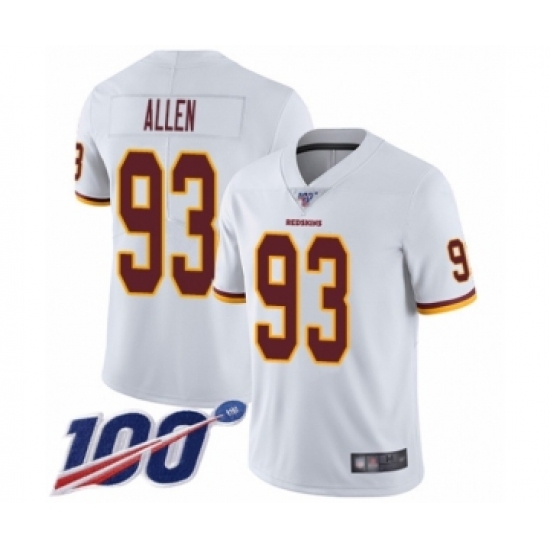 Men's Washington Redskins 93 Jonathan Allen White Vapor Untouchable Limited Player 100th Season Football Jersey