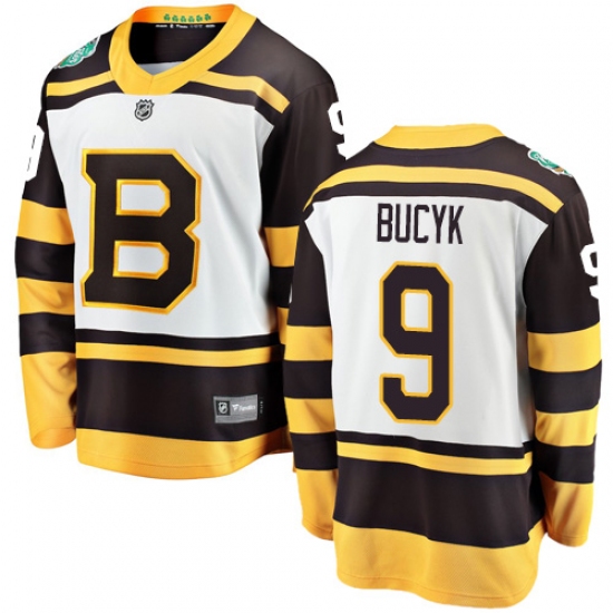 Men's Boston Bruins 9 Johnny Bucyk White 2019 Winter Classic Fanatics Branded Breakaway NHL Jersey