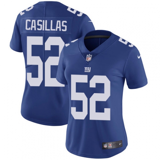 Women's Nike New York Giants 52 Jonathan Casillas Royal Blue Team Color Vapor Untouchable Limited Player NFL Jersey